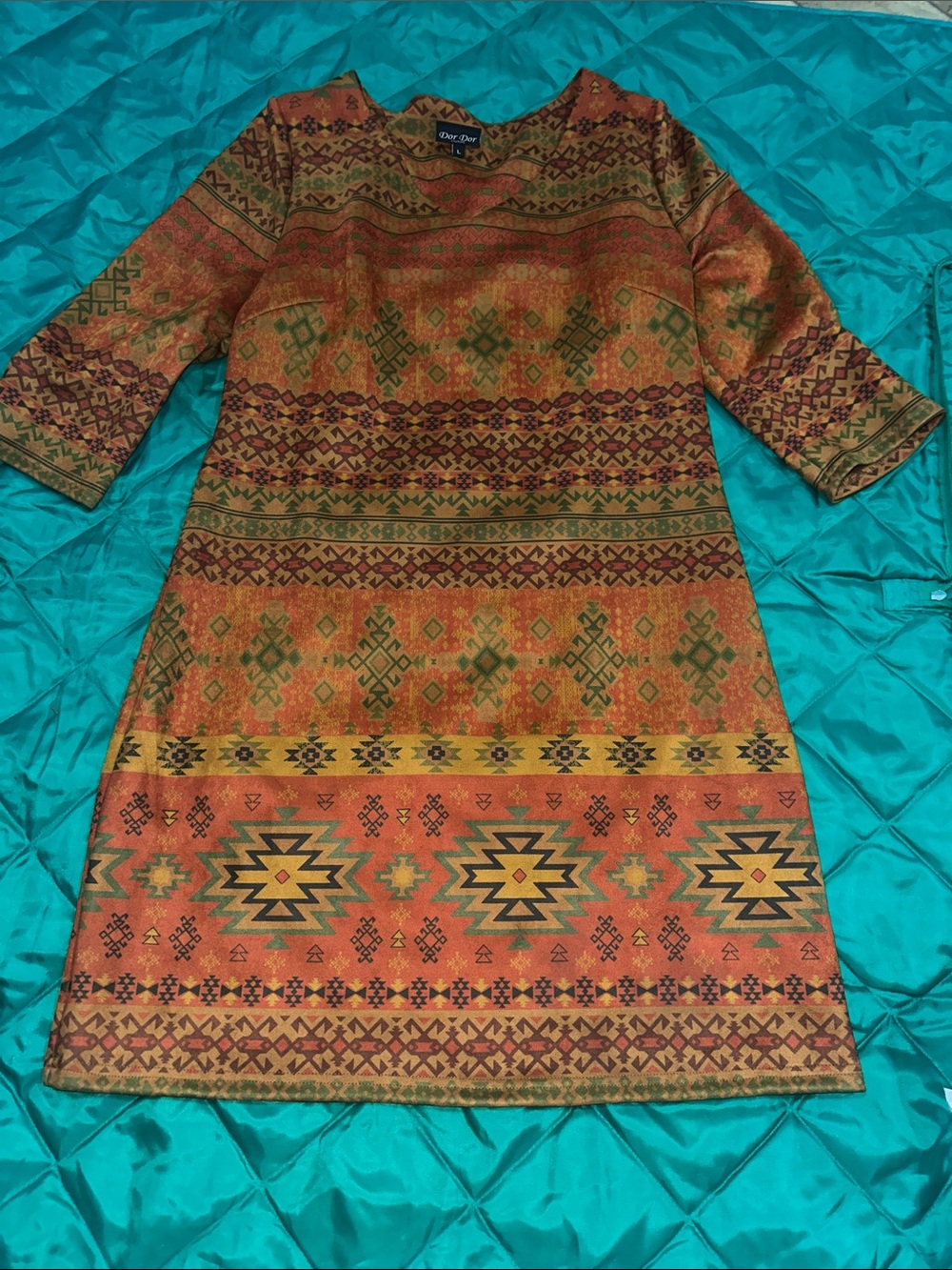 Boho Orange Patterned Midi Dress by  Dor Dor